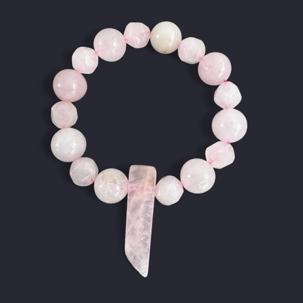 Rose Quartz Crystal Point Bracelet